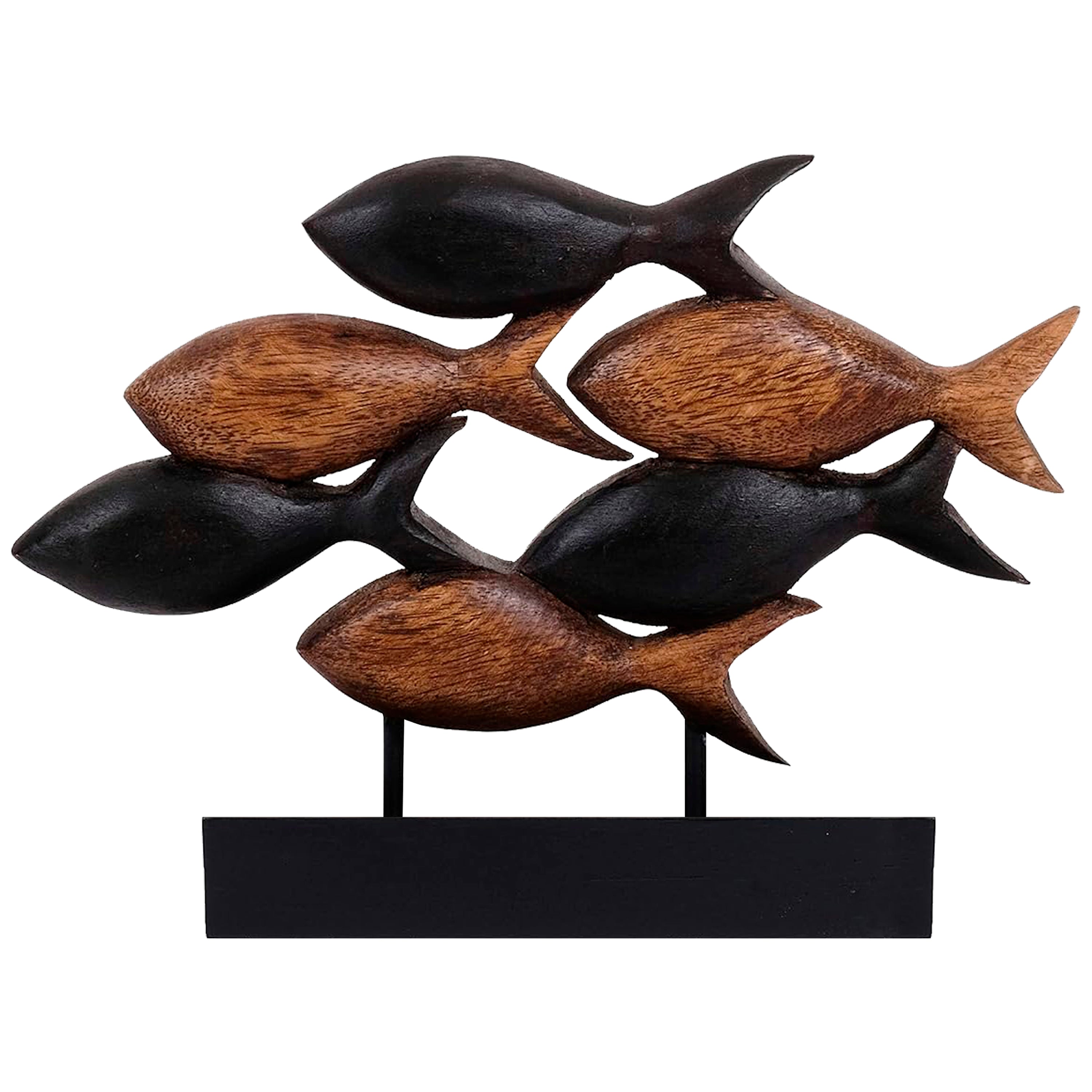 Aqua Serenity – Hand-Carved Wooden Fish Sculpture, Artistic Home Décor